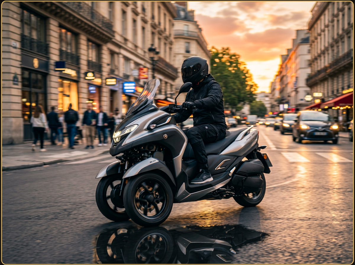 Yamaha Tricity 300 en circulation dans Paris